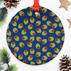 Green Olives With Pimentos Ornament (round) by SpinnyChairDesigns