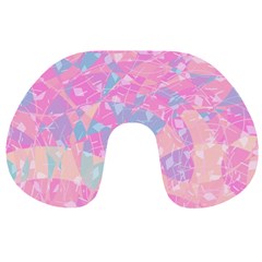 Pink Blue Peach Color Mosaic Travel Neck Pillow by SpinnyChairDesigns