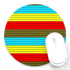 Multicolor With Black Lines Round Mousepads by tmsartbazaar