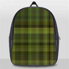 Army Green Color Plaid School Bag (large) by SpinnyChairDesigns