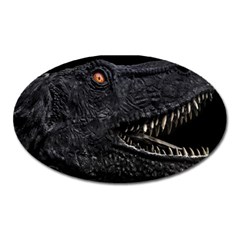 Trex Dinosaur Head Dark Poster Oval Magnet by dflcprintsclothing