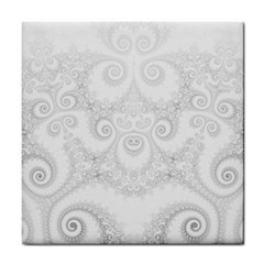 Wedding White Swirls Spirals Tile Coaster by SpinnyChairDesigns