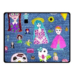 Blue Denim And Drawings Double Sided Fleece Blanket (small)  by snowwhitegirl