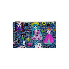 Blue Denim And Drawings Daisies Cosmetic Bag (small) by snowwhitegirl