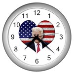 Trump President Sticker Design Wall Clock (Silver) Front