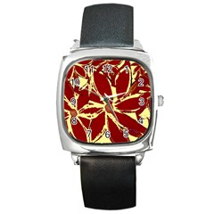 Flowery Fire Square Metal Watch by Janetaudreywilson