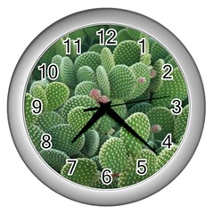 Green Cactus Wall Clock (silver) by Sparkle