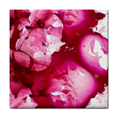 Peonie On Marbling Patterns Tile Coaster by kaleidomarblingart