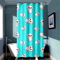 Azure Blue And Crazy Kitties Pattern, Cute Kittens, Cartoon Cats Theme Shower Curtain 36  X 72  (stall)  by Casemiro