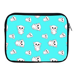 Azure Blue And Crazy Kitties Pattern, Cute Kittens, Cartoon Cats Theme Apple Ipad 2/3/4 Zipper Cases by Casemiro