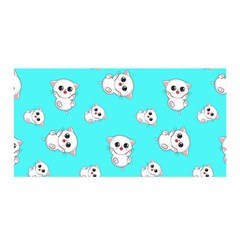 Azure Blue And Crazy Kitties Pattern, Cute Kittens, Cartoon Cats Theme Satin Wrap by Casemiro