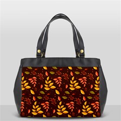 Yellow Green Orange Leaf Pattern Oversize Office Handbag by designsbymallika