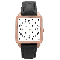 Riding Bike Motif Print Pattern Rose Gold Leather Watch  by dflcprintsclothing