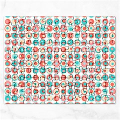 Aqua Coral Circles Rectangular Jigsaw Puzzl by CuteKingdom