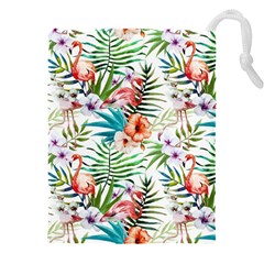 Tropical Flamingos Drawstring Pouch (4xl) by goljakoff