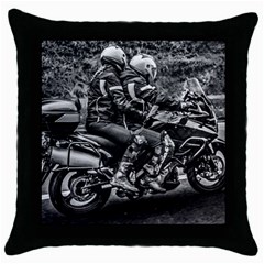 Motorcycle Riders At Highway Throw Pillow Case (black) by dflcprintsclothing