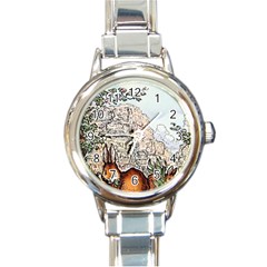 Stories From An Old Grey Wall - By Larenard Round Italian Charm Watch by LaRenard