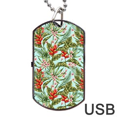 Tropical Flowers Dog Tag Usb Flash (one Side) by goljakoff