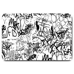 Black And White Graffiti Abstract Collage Large Doormat  by dflcprintsclothing