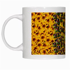 Lizards In Love In The Land Of Flowers White Mugs by pepitasart