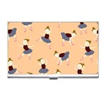 Cute  Pattern With  Dancing Ballerinas On Pink Background Business Card Holder Front