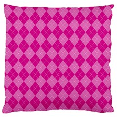 Pink Diamond Pattern Large Flano Cushion Case (two Sides) by ArtsyWishy