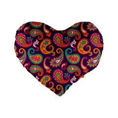 Paisley Purple Standard 16  Premium Heart Shape Cushions by designsbymallika