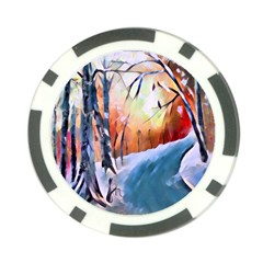 Paysage D hiver Poker Chip Card Guard by sfbijiart