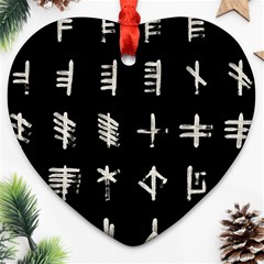 Ogham Rune Set Complete Inverted Heart Ornament (two Sides) by WetdryvacsLair