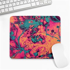 Orange And Turquoise Alcohol Ink  Large Mousepads by Dazzleway