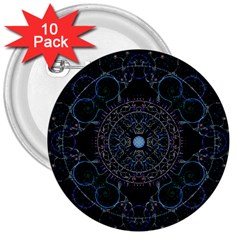 Mandala - 0007 - Complications 3  Buttons (10 Pack)  by WetdryvacsLair