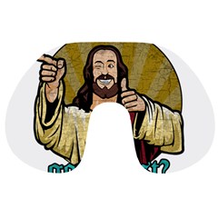 Buddy Christ Travel Neck Pillow by Valentinaart