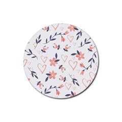 Flowers And Hearts Rubber Coaster (round)  by Sobalvarro