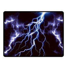 Blue Thunder At Night, Colorful Lightning Graphic Fleece Blanket (small) by picsaspassion