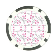 Pink Folk Flowers Poker Chip Card Guard by Eskimos