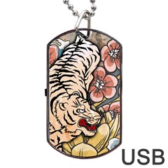 White Tiger Dog Tag Usb Flash (one Side) by ExtraAwesomeSauce