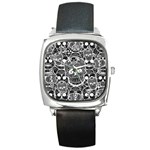 Sugar Skulls Bw Square Metal Watch Front