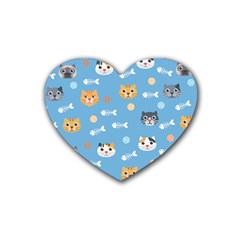 Cute Cat Pattern Heart Coaster (4 Pack)  by ExtraAwesomeSauce