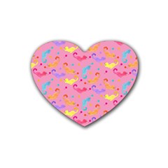 Watercolor Cats Pattern Rubber Coaster (heart)  by ExtraAwesomeSauce