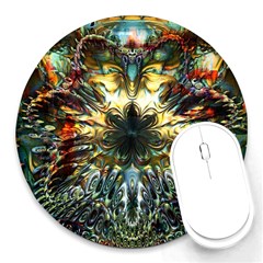 Multicolor Floral Art Copper Patina  Round Mousepads by CrypticFragmentsDesign