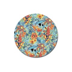 Flowers And Butterfly Magnet 3  (round) by goljakoff