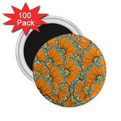 Orange Flowers 2 25  Magnets (100 Pack)  by goljakoff