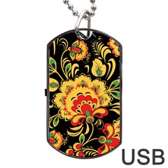 Hohloma Dog Tag Usb Flash (one Side) by goljakoff