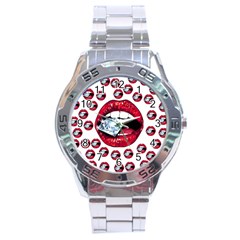 Lips Diamonds Cbdoilprincess  Df7357df-b45a-476d-b5b0-d19665f6de3f Stainless Steel Analogue Watch by CBDOilPrincess1