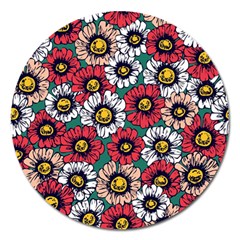 Daisy Colorfull Seamless Pattern Magnet 5  (round) by Kizuneko