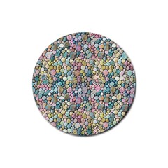 Multicolored Watercolor Stones Rubber Coaster (round)  by SychEva