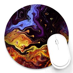 Nebula Starry Night Skies Abstract Art Round Mousepads by CrypticFragmentsDesign