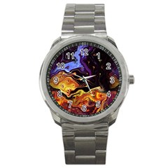 Nebula Starry Night Skies Abstract Art Sport Metal Watch by CrypticFragmentsDesign