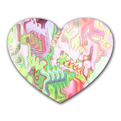 Boho Hippie Trippy Psychedelic Abstract Hot Pink Lime Green Heart Mousepads by CrypticFragmentsDesign