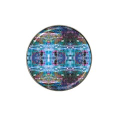 Blue On Turquoise Marbling Hat Clip Ball Marker (4 Pack) by kaleidomarblingart